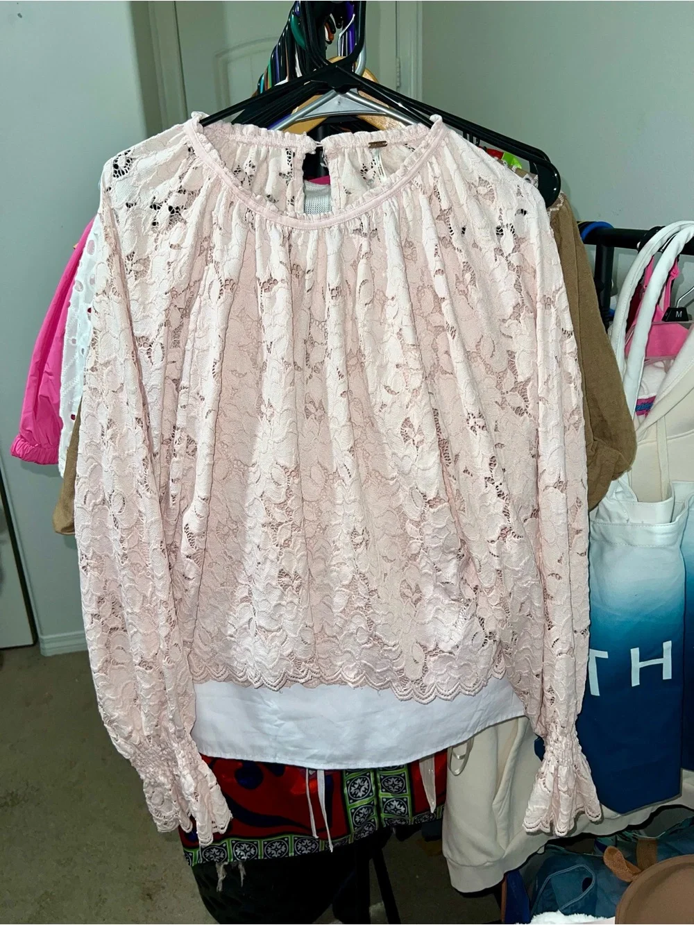 Free People Olivia Balloon Sleeve Lace Blouse